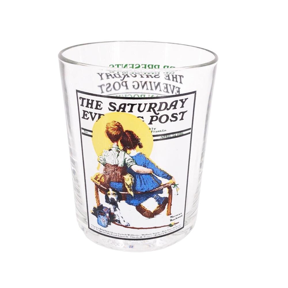 Norman Rockwell Young Love glass tumbler vintage